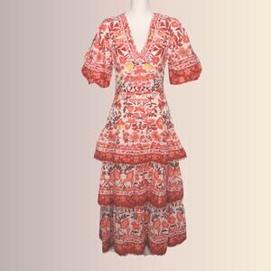 FARM Rio | Dresses | Farm Rio Green Monstera Embroidered Linen Midi Dress |  Poshmark